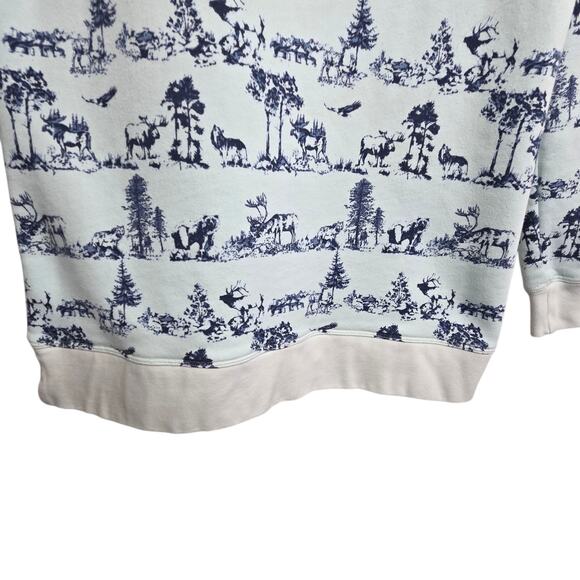 Vtg Lands End Sweatshirt Womens Small (6-8) Teal Blue Nature Bear Moose Wildlife - Picture 6 of 11